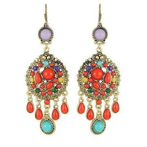 Vintage Style Colorful Water Drop Tassel Earrings